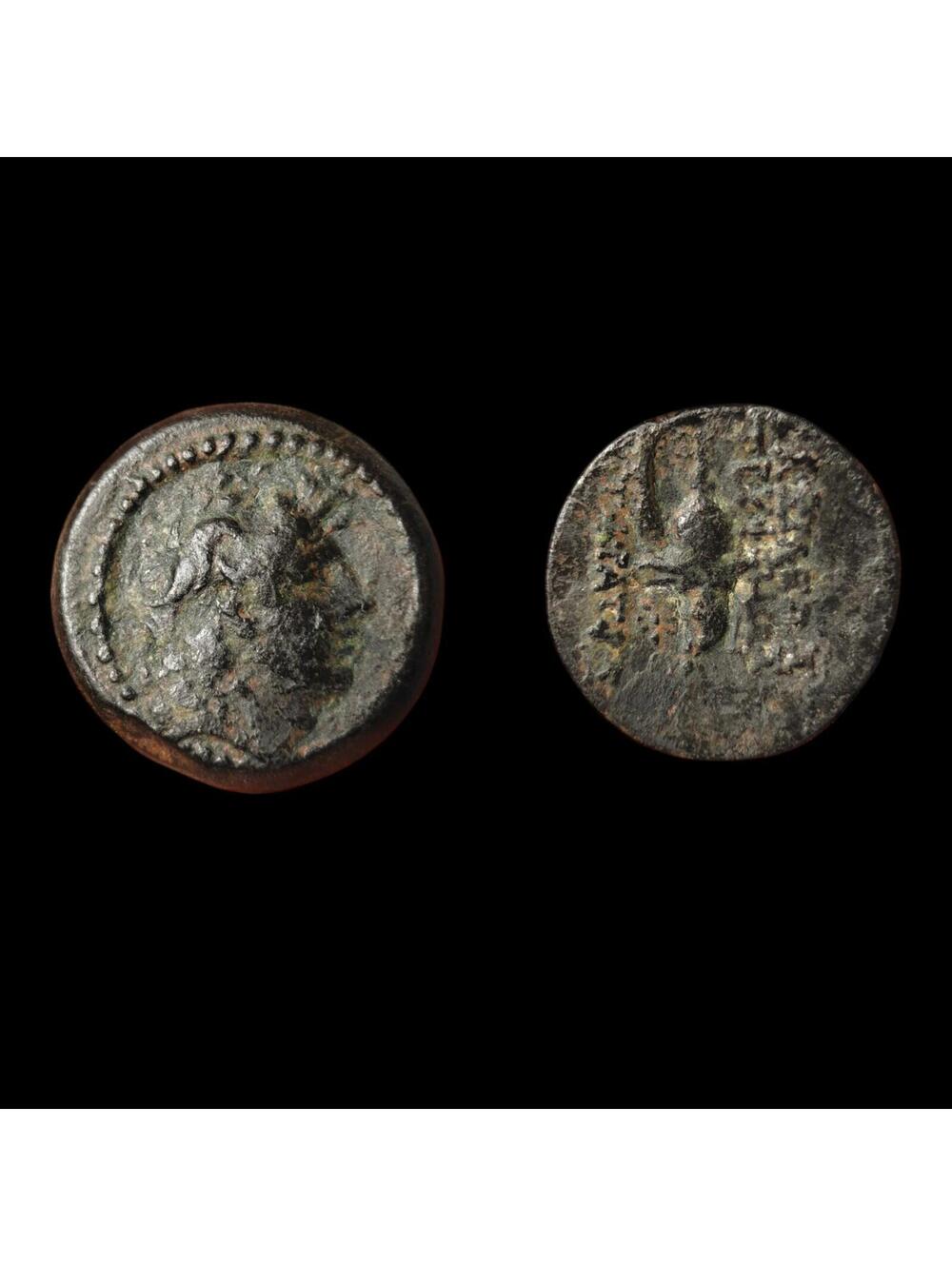 TRYPHON Rare Ancient 142AD Seleukid Authentic Ancient Greek Coin w HELMET